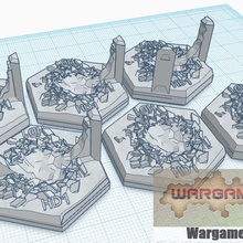 magnetic hex tile destroyed wall set 1 6 items game battletech terrain map scale 3d print model - Mito3D