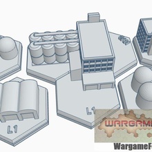 magnetic hex tile industrial building set 1 5 items game battletech terrain map scale 3d print model - Mito3D