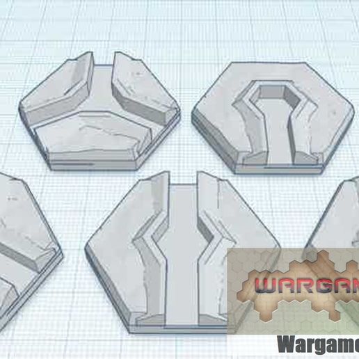 magnetic hex tile infantry trench set 1 5 items game battletech terrain map scale 3D print model - Mito3D