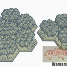 magnetic hex tile light forest cluster set 2 items game battletech terrain map scale 3d print model - Mito3D