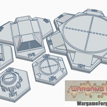magnetic hex tile military building set 2 5 items game battletech terrain map scale 3d print model - Mito3D