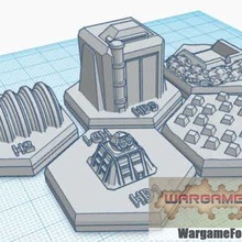 magnetic hex tile military buildings defenses set 5 items game battletech terrain map scale 3d print model - Mito3D