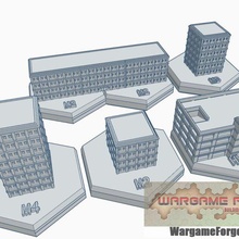 magnetic hex tile modern building set 1 5 items game battletech terrain map scale 3d print model - Mito3D