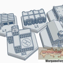 magnetic hex tile modern building set 2 5 items game battletech terrain map scale 3d print model - Mito3D