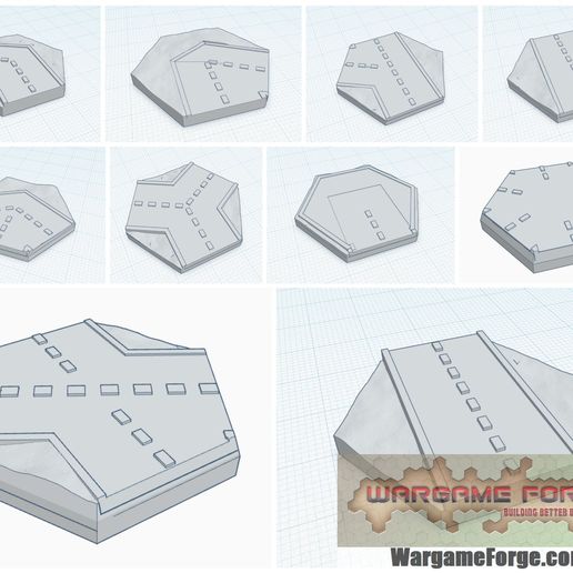 magnetic hex tile road set 10 items game battletech terrain map scale 3D print model - Mito3D
