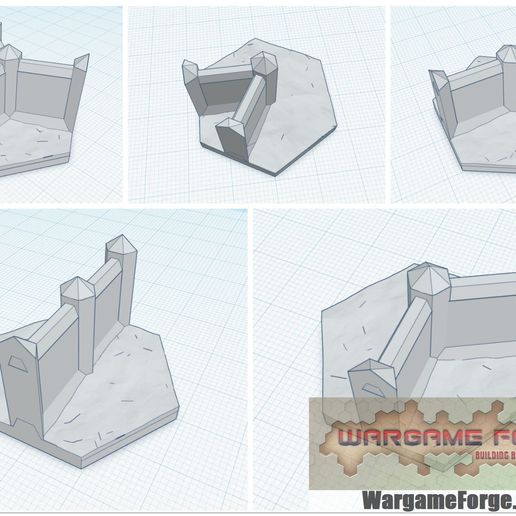 magnetisch verhexen Fliese Mauer einstellen 5 Artikel Spiel Battletech Terrain Karte Rahmen 3D print model - Mito3D