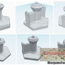 magnetic hex tile walls guard towers set 6 items game battletech terrain map scale 3d print model - Mito3D