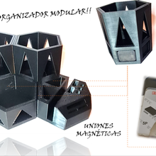 magnetic modular desk organizer tool hexagonal magnets lapicez 3d print model - Mito3D