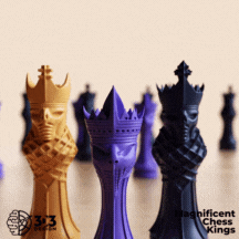 magnifique échecs Roi ensemble 3 dossiers élégant branché eye catching moderne 3d imprimé Accueil maison décor 3d print model - Mito3D