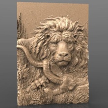 magnificent lion eating animal jungle desert cnc art router 3d print model - Mito3D