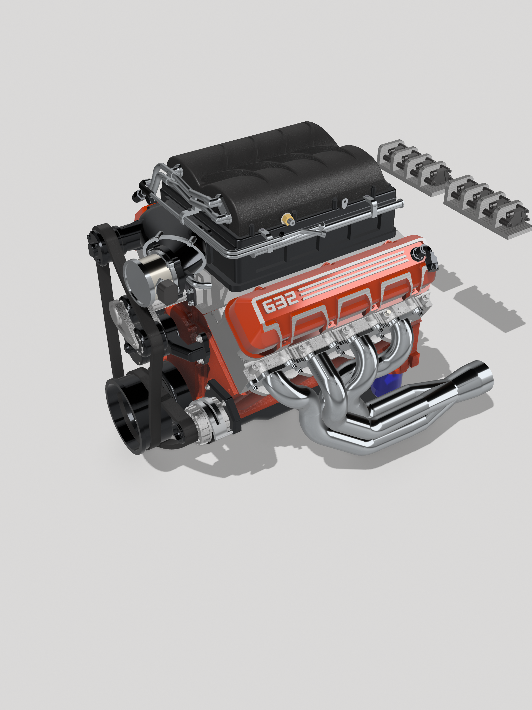 magnuson sobrecarregado chev zz632 motor completo v8 gêmeo turbo estourado bandido radial hemi quadra arrastar raça corrida 632 1000hp caixote bbc copo 3D print model - Mito3D