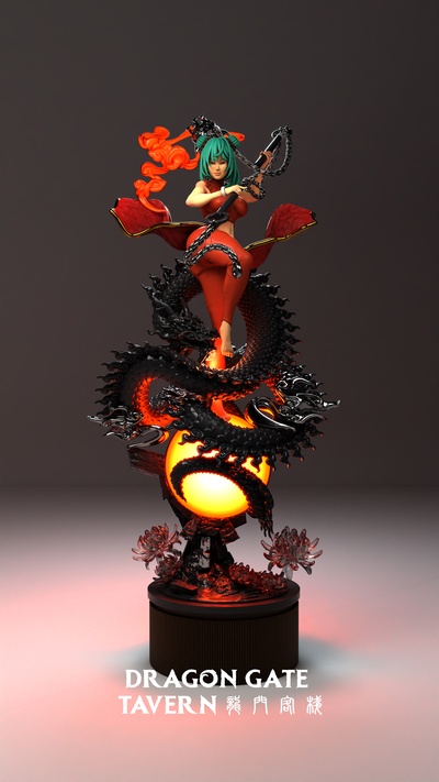 mai dragão domador arte pôster wuxia xianxia estatueta fêmea chinês asiática wushu kung fu brigando diorama miniatura colecionável figura marcial artista brinquedo anime 3d print model - Mito3D