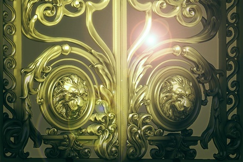 main door classic art decoration villa castle house lion low poly high 3d print model - Mito3D