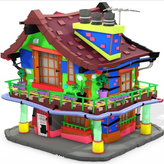 Maison 2 ev çocuk okul öncesi oyuncak 3d model çocuklar kasaba karikatür bina 5 3d print model - Mito3D
