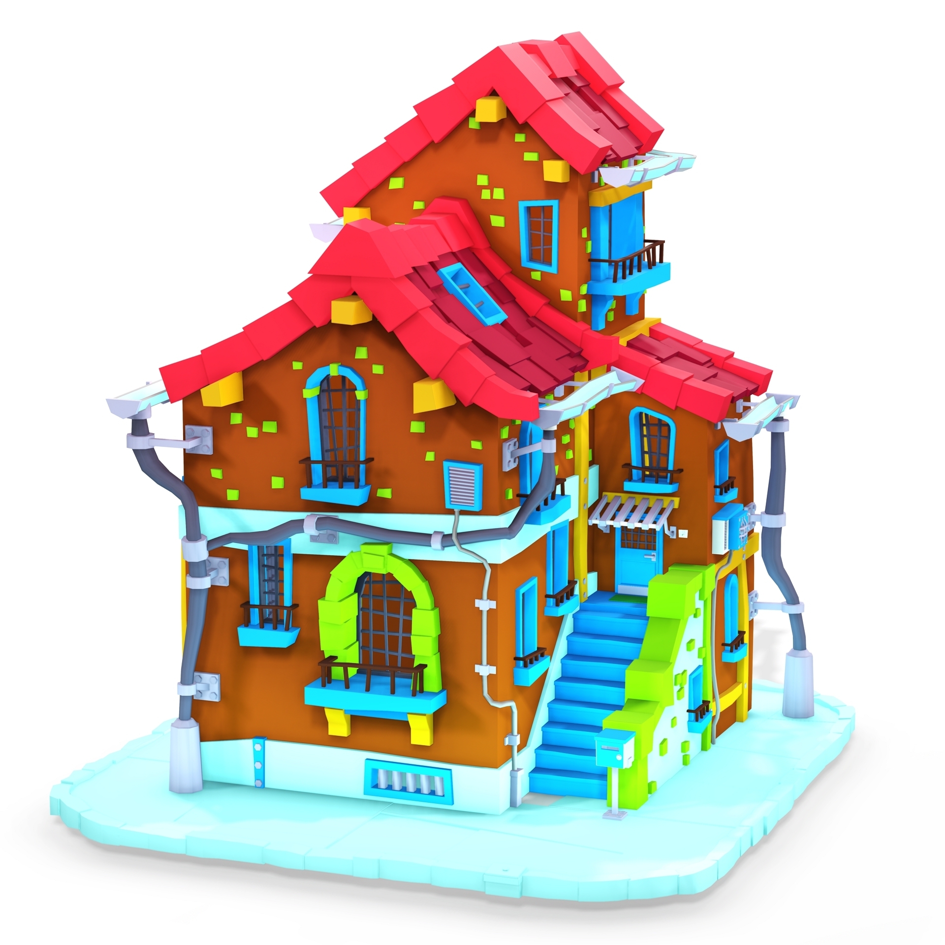 maison 7 Accueil enfant enfants préscolaire jouet 3d modèle gamins ville dessin animé bâtiment 5 3D print model - Mito3D