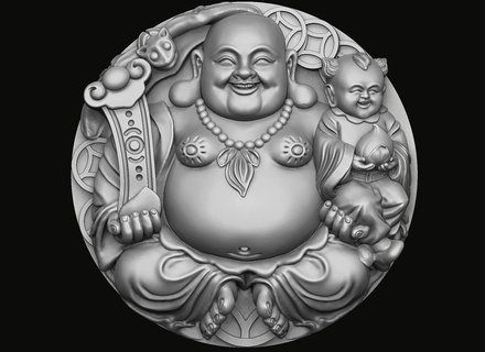 maitreya - happy buddha laughing pendant 3d print model Art decoration art sculpture jewelry religion decor pattern gold silver wood god ornate sculptures guanyin 3d print model - Mito3D