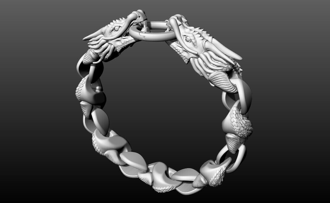 majestoso Dragão pulseira joalheria anel argolas jóia jóias ouro prata diamante pingente gema pedra preciosa criatura branco rosa amarelo pulseiras 3D print model - Mito3D