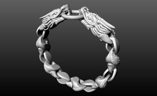 majestueux dragon bracelet bijoux bague anneaux bijou or argent diamant pendentif gemme calcul créature blanc Rose Jaune bracelets 3d print model - Mito3D
