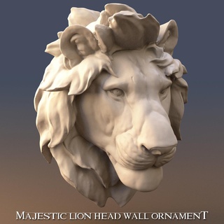 majestueux Lion tête mur ornement support impression animal Royaume Roi jungle chat félin mufasa Simba sculpture 3d print model - Mito3D