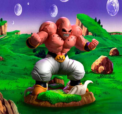 majin buu musculoso dragão bola z arte vaia dragonballz esfera dragão esculpido impressão 3d 3d print model - Mito3D