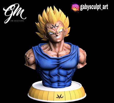 majin vegeta bust art dragon ball z bu saga 3d print model - Mito3D