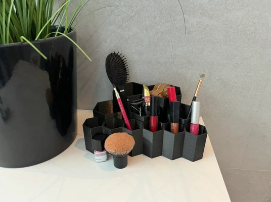 makeup organizer fashion holder bathroom brush lipstick brushholder mascara hexa bathrom sortment 3d print model - Mito3D