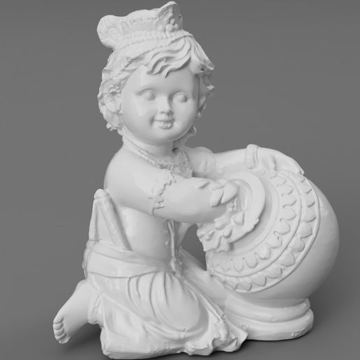 Makhan Coro Krishna roubando manteiga arte Krsna criança fofa Índia indiano hindu hinduísmo 3D print model - Mito3D