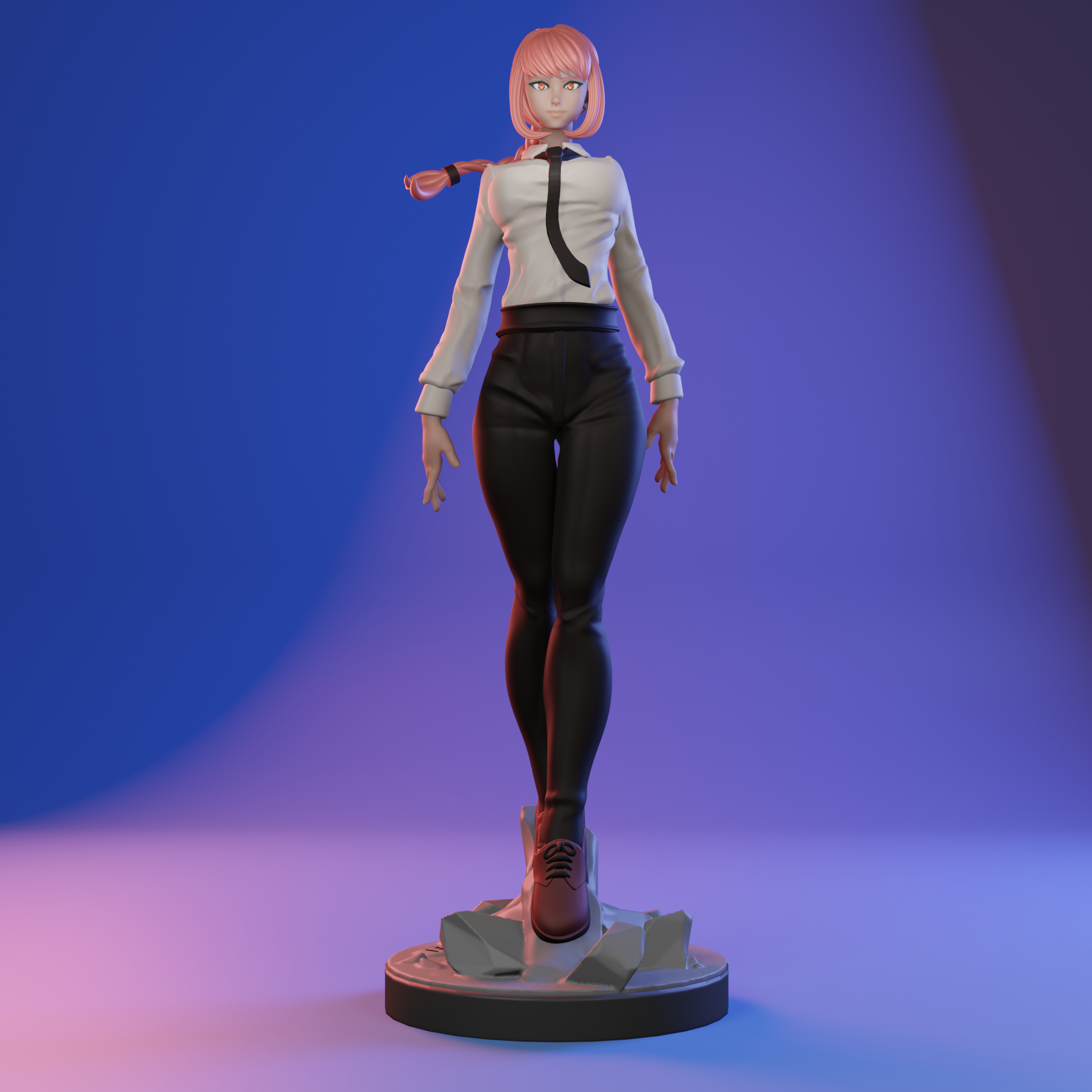 Makima 3dprint Anime Kettensägenmann Kunst Mädchen 3D print model - Mito3D