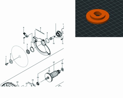 makita inner flange 3 blades 3d print model - Mito3D