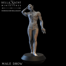 male drow - 2 versions male drow underdark under dark elf elves tabletop table top lolth priest warlock witch magic night 3d print model - Mito3D