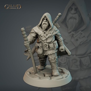 male dwarf traveler Game dragon fantasy fighter roleplay rpg sword warrior wargame dungeon dnd leather merchant warband 3d print model - Mito3D