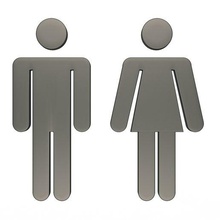 Masculin femelle symbole outil salle bains marchant homme femme toilette signe direction zombi décoration noir sombre contour foule abstrait intérieur 3d print model - Mito3D