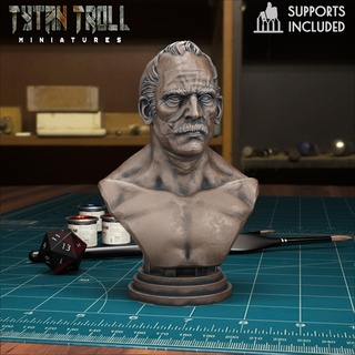 male head bust pre-supported fantasy 32mm 50mm presupported painting painters 3d print model - Mito3D