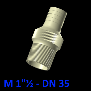 male fitting - 1 dn 35 connection nipple plumbing dn35 11 2 3d print model - Mito3D