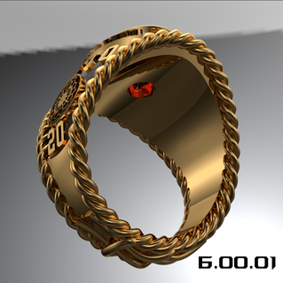 masculino cuerda anillo joyería joya oro plata grado graduación gemas anillos 3d print model - Mito3D