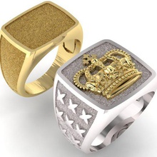 macho sello de la corona joyería masculino anillo signet vintage imprimible filigrana los hombres exclusivo joya anillos 3dm 3ds stl oro alta poligonal 3d print model - Mito3D