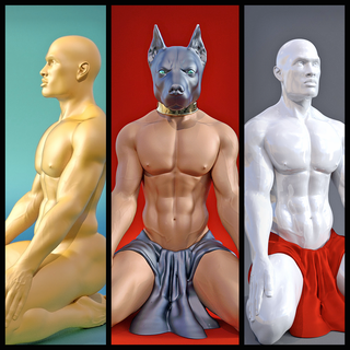 male statue - 3 designs statuette man sculpture god figurines anubis decoration egypt mask egyptian dog muscle art easy print sla 3d print model - Mito3D