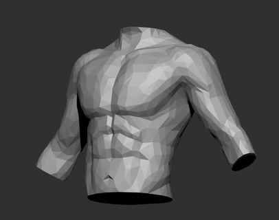 Masculin torse faible polygones poly 3d buste corps homme anatomie fort pectoraux abdomen biceps biologie art grec parfait 3d print model - Mito3D