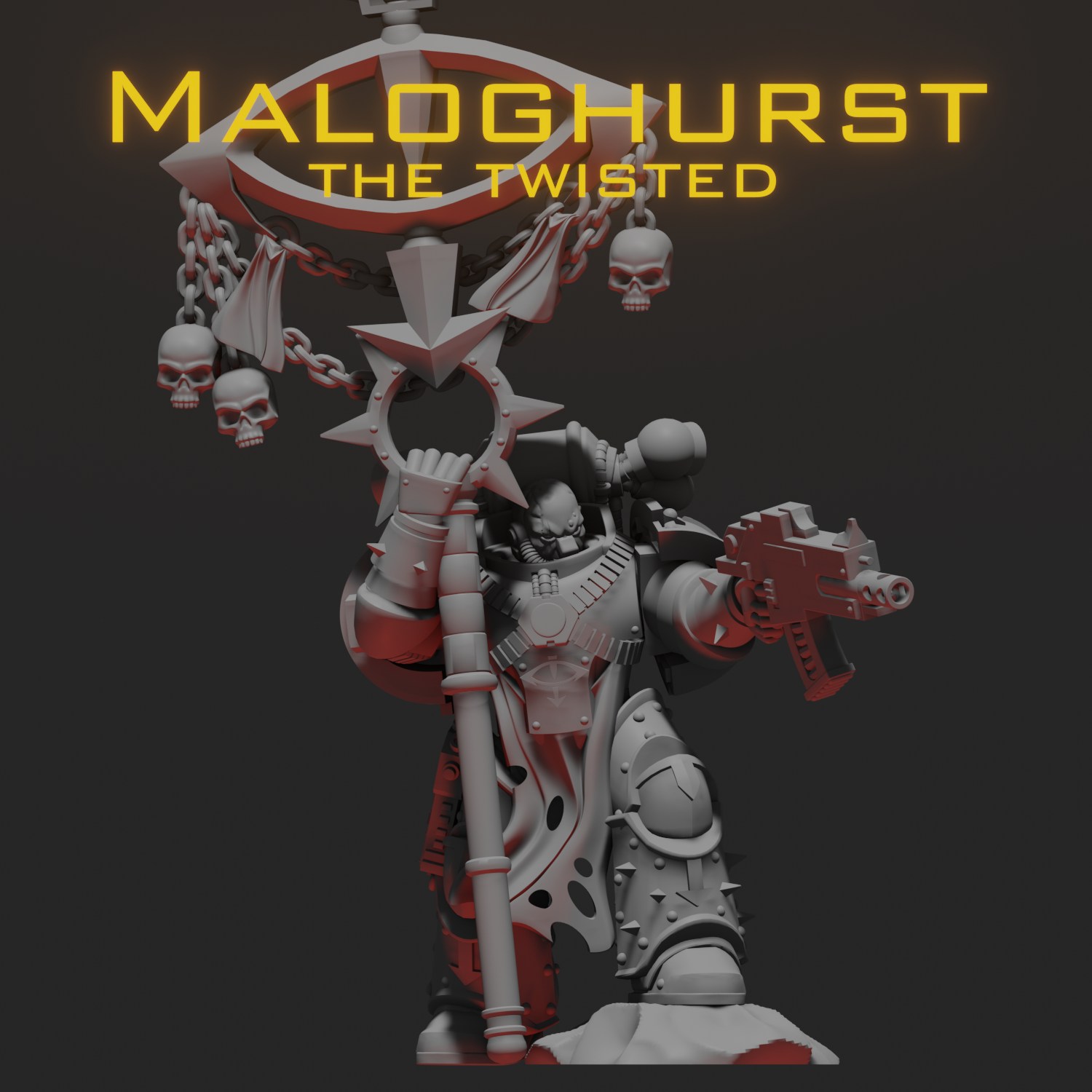 maloghurst twisted Game character bits kits horus heresy legion marine warhammer 30k space wargaming banner sons of 3D print model - Mito3D