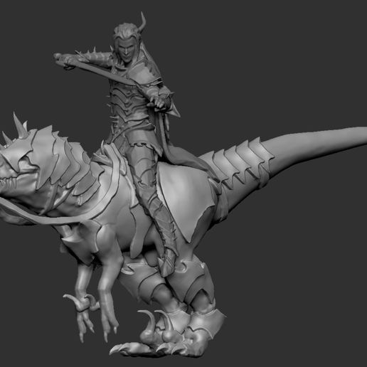 pena Lama scura montato elfo paura Principe raptor manticora mostro 9th età 28mm fantasia miniatura 3D print model - Mito3D