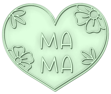 mama heart flowers cookie cutter mom 3d print model - Mito3D