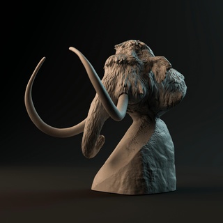 mamute fracasso pre supported animal figura cabeça velho estátua troféu miniatura elefante gelo pré histórico Gelo megafauna 3d print model - Mito3D