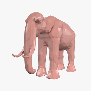 mammoth low poly Art geometric elephant triangular abstract polygon geometry indian animal strong african trunk style origami big mosaic zoo giant 3d print model - Mito3D