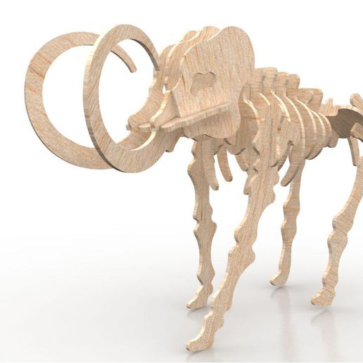 mammouth puzzle 2d 3d 3D print model - Mito3D