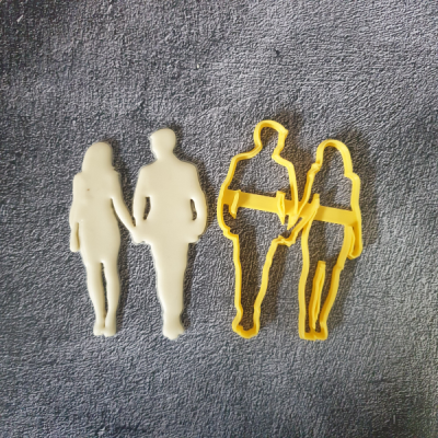man&woman holding hands cookie cutter wedding cake lovers silhouette kissing fondant 3d print model - Mito3D