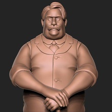homme dessin animé patron d'affaire Masculin personnage toon père grand vieil vieux Bureau miniatures figurines 3d print model - Mito3D