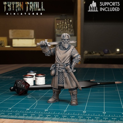 man at arms 13 pre-supported dnd fantasy models presupported tytantroll dungeons dragons miniatures minis 32mm vampire curse of strahd teeth blood suckers 3d print model - Mito3D