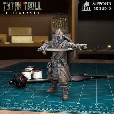 man at arms 14 pre-supported dnd fantasy models presupported tytantroll dungeons dragons miniatures minis 32mm vampire curse of strahd teeth blood suckers 3d print model - Mito3D