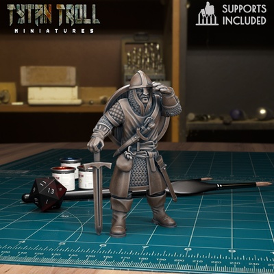 man at arms 15 pre-supported dnd fantasy models presupported tytantroll dungeons dragons miniatures minis 32mm vampire curse of strahd teeth blood suckers 3d print model - Mito3D