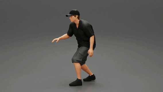 man bent walking cap boy body character human male sculpture decor diorama figure people print sitting 3d print model - Mito3D
